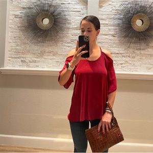LAST DAY SALE - Maroon Off the Shoulder Blouse - Size Small